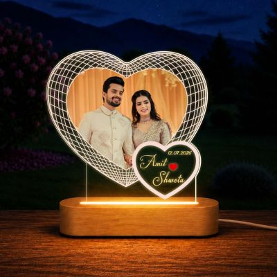 Personalized Heart Shape LED Photo Frame with Custom Name & Date – Romantic Couple Gift, Anniversary & Wedding Gift for Husband, Wife, Boyfriend, Girlfriend, Wedding Keepsake & Home Decor